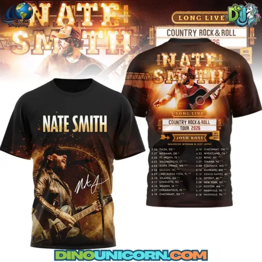 Discover Nate Smith Long Live Country Rock 2026 Tribute 3D t-shirt
