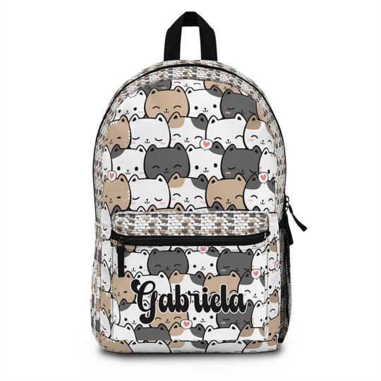 Discover Custom Anime Cat Backpack | Cute Black Brown White Cats Bag for Kids, Teens, Cosplay & Cat Lovers | School Gift| Personalized backpack