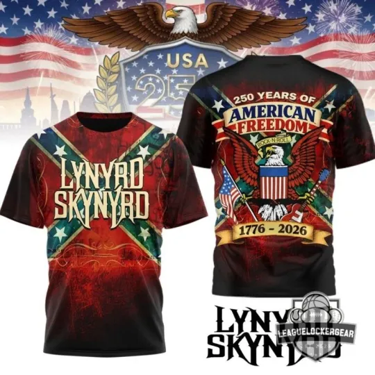 Discover Lynyrd Skynyrd! 250 Years of American Freedom 1776-2026 TShirt Unisex 3D Printed