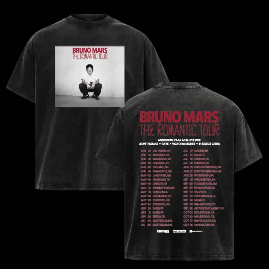 Discover New Show Added Bruno Mars Shirt The Romantic Tour 2026 Pop Music Fan Gift