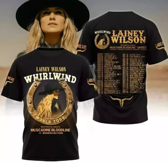 Discover Lainey Wilson Whirlwind World Tour 2025 All Over Print Men Tee 3D