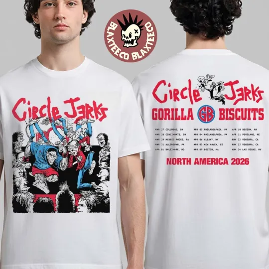Discover Circle Jerks With Gorilla Biscuits North America Tour 2026 T-Shirt