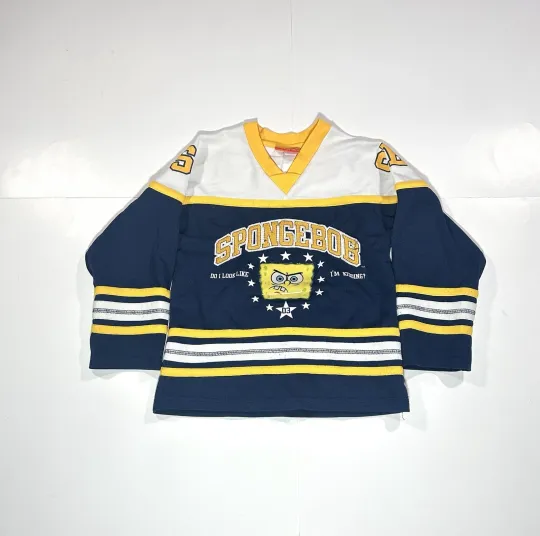 Discover VTG SpongeBob SquarePants Hockey Jersey Boys Youth Size 6 Nick 90s Y2K RARE