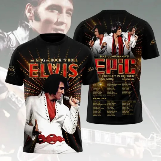 Discover Elvis Presley The King Of Rock N Roll Tshirt, Epic In Concert 2026 3D Print Tee