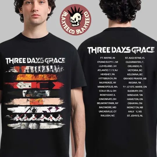Discover Three Days Grace Alienation 2026 Tour North America Merch Album Stripe T-Shirt