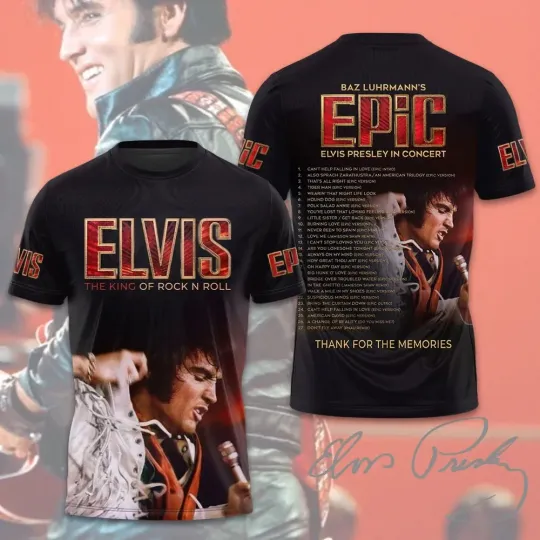 Discover Elvis Presley The King Of Rock N Roll Tshirt, Epic In Concert 2026 3D Print Tee