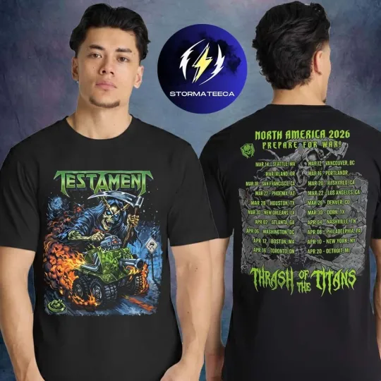 Discover Testament Thrash Of The Titans North America Tour 2026 Merch Two Sided T Shirt