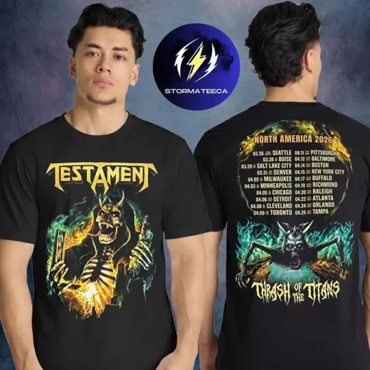 Discover Testament Thrash Of The Titans North America Tour 2026 Roadmap T Shirt
