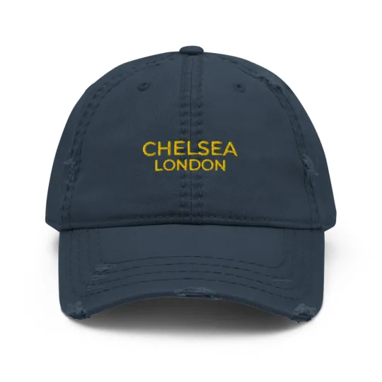 Discover Chelsea FC London Embroidered Distressed Dad Hat