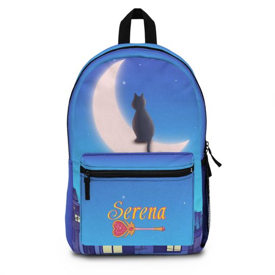 Discover Custom Anime Backpack ,back to school, moon bag , Pre-k Grad school, high school, black cat backpack, Personalized backpack