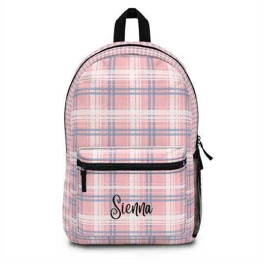 Discover custom plaid backpack , pink plaid backpack, pattern Backpack ,back to school, Pre-k Grad school,high school, Personalized backpack