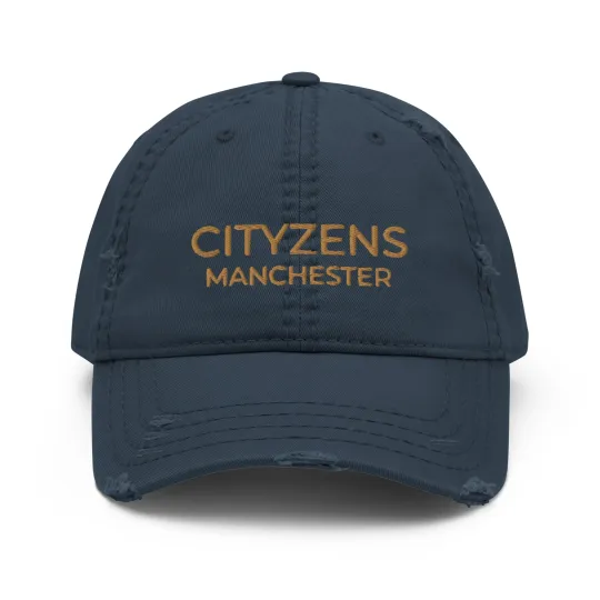 Manchester City Embroidered Distressed Dad Hat