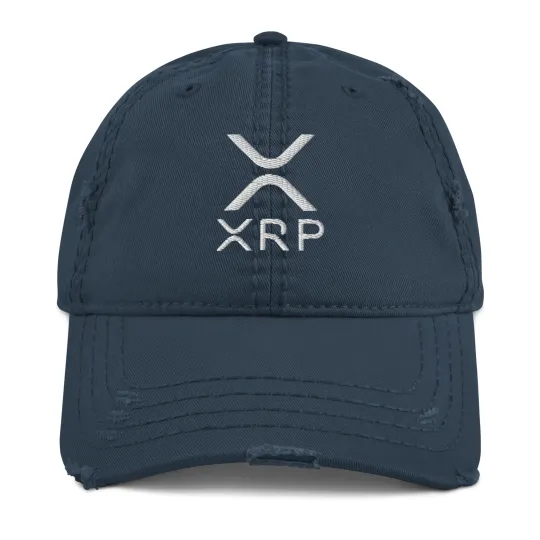 Embroidered Distressed Dad Hat XRP Ripple Crypto Cap