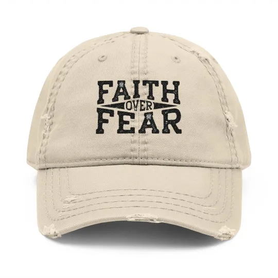 Discover Faith Over Fear Embroidered Distressed Cap