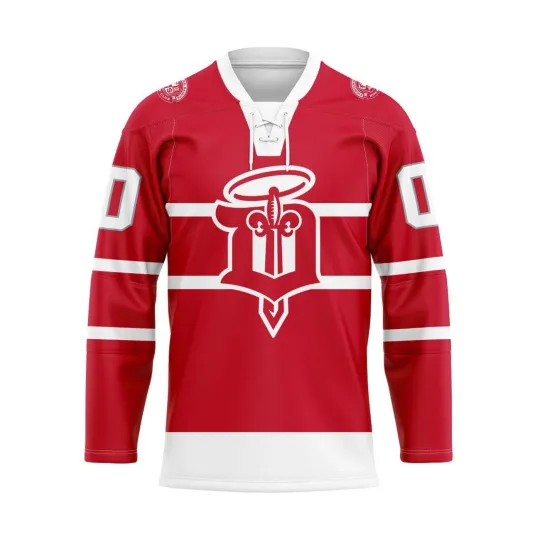 Discover Dubuque Fighting Saints Personalized 2025/26 Red Hockey Shirt Fan Gear