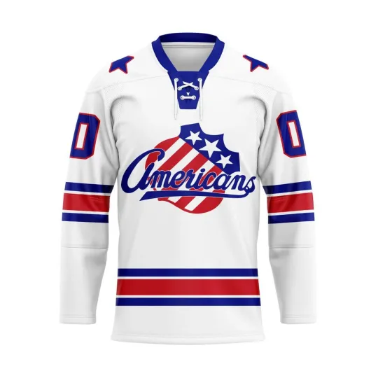 Discover Rochester Americanss Personalized 2025/26 White Lace Hockey Shirt Fan Gear
