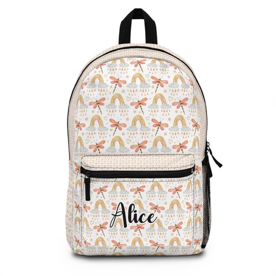 Discover Cute dragonfly backpack , dragonfly pattern Backpack ,back to school, Pre-k Grad school,high school, Personalized backpack, rainbow bag