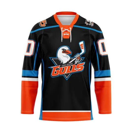 Discover San Diego Gulls Personalized 2025/26 Black Lace Hockey Shirt Fan Gear