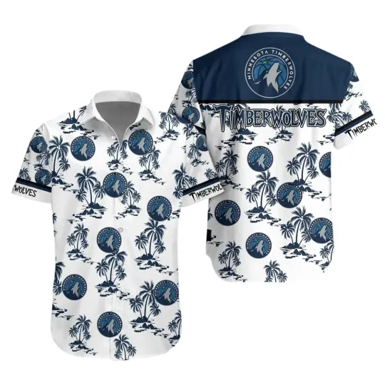 Discover Minnesota Basketball Team Timberwolvess Hawaiian Button Down Shirt Unisex Adults