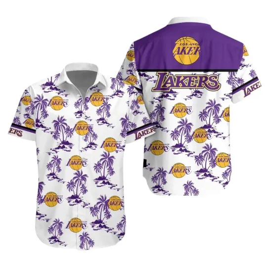 Discover Los Angeles Basketball Team Lakerss Hawaiian Button Down Shirt Unisex Adults