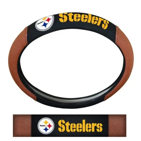 Discover Pittsburgh Steeler Football Steering Wheel Cover