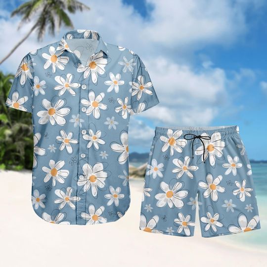 Discover Tropical Floral Button Shirt, Men Hawaiian Button Down Outfit, Vibrant Summer Beach Wear, Matching Vacation Set, Gift for Him And Her