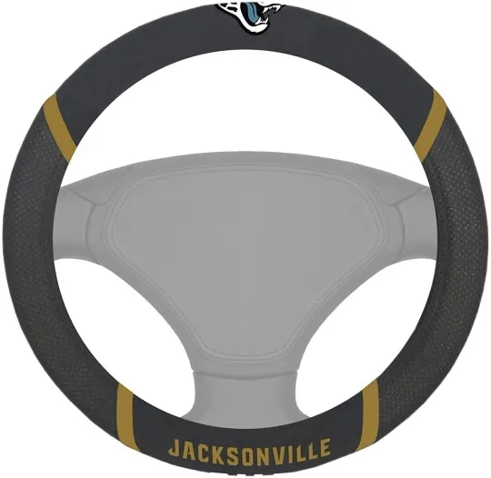 Discover Jacksonville Jaguars Premium 15 Inch Black Emroidered Steering Wheel Cover