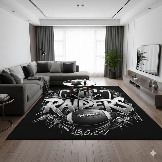 Discover Raiders football Area Rug, Non-Slip, Soft Pile Bamboo Carpet