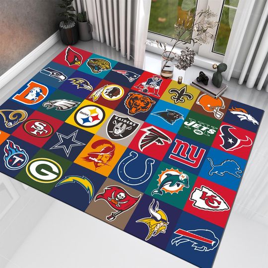 Discover American Football Teams Area Rug, All Teams Logo Carpet, Teen Room Rug, Living Room Carpet