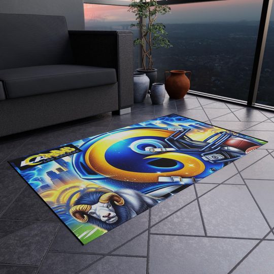 Discover LA Los Angeles Football Indoor / Outdoor Rug | Football Man Cave Decor, Fan gift, home decor, outdoor decor, party decor