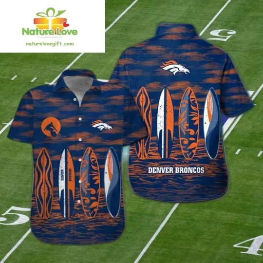 Discover Denver Football Team Broncoss Hawaiian Shirt Surfing Outfit for Men Women