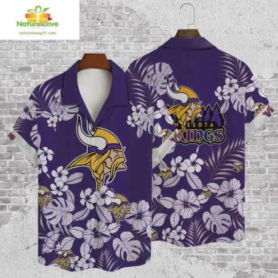 Discover Minnesota Football Team Vikingss Hibiscus Hawaiian Shirt Game Day Fan Gear