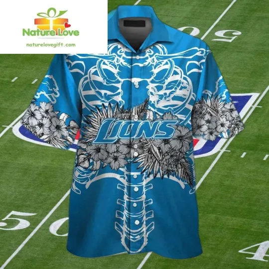 Discover Detroit Football Team Lionss Tropical Aloha Hawaiian Shirt Set – Men Women