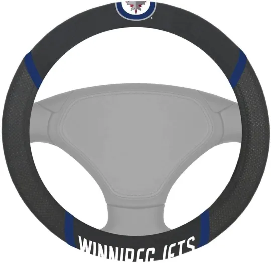 Discover Winnipeg Jets Steering Wheel Cover Premium Embroidered Black 15 Inch