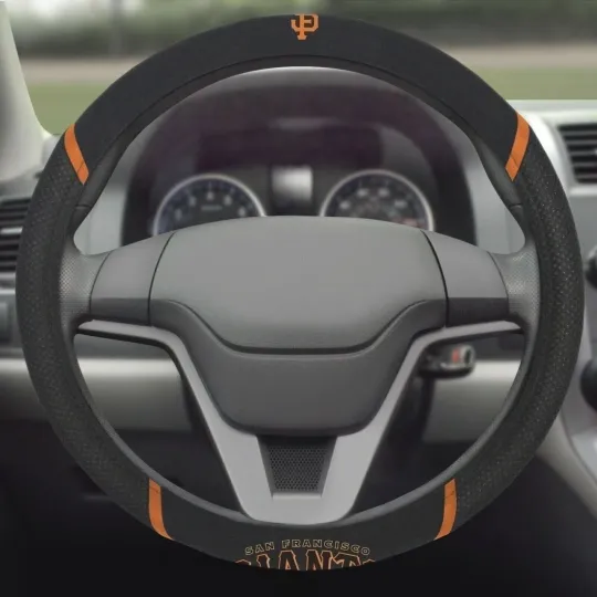 Discover San Francisco Giants Steering Wheel Cover Premium Embroidered Black 15 Inch