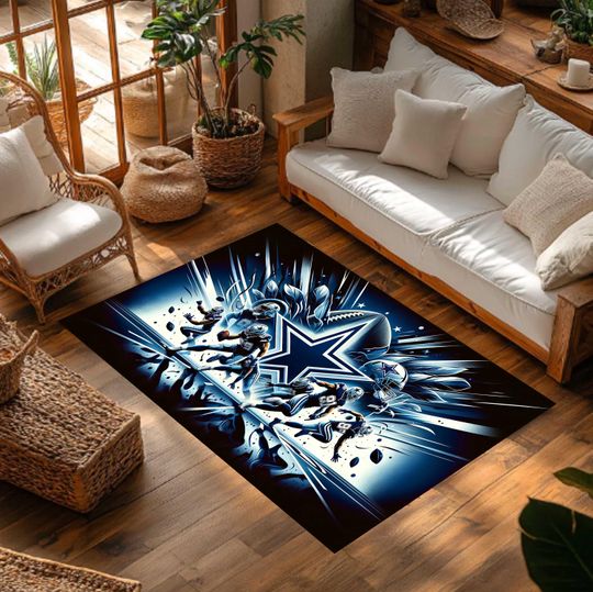 Discover Dallas Cowboys football Bamboo Area Rug, Non-Slip Home Decor Carpet