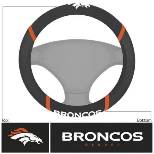Discover Denver Broncos football Embroidered Steering Wheel Cover