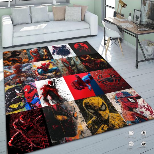 Discover Spiderman Kids Rug: Machine Washable, Non-Slip Playroom Decor