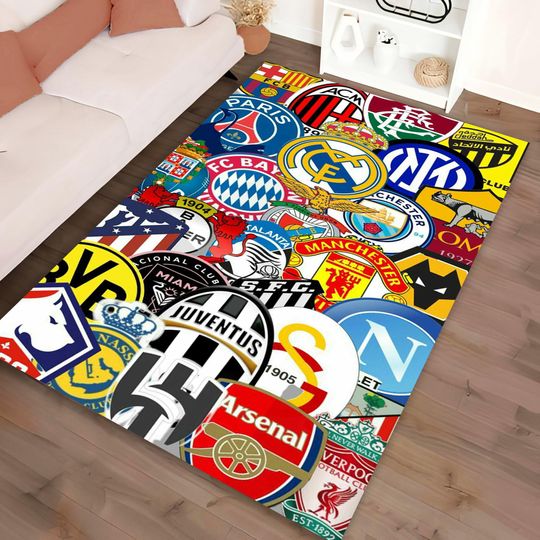 Discover Football Team Logo Carpet, Non-Slip Washable Microfiber Floor Mat