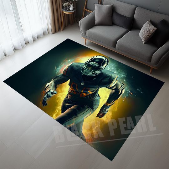 Discover American Football Player Rug, Sport Room Decor
