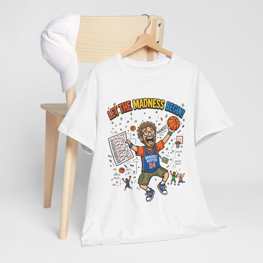 Discover Let The Madness Begin T-Shirt, Busted Bracket Basketball Fan Tee
