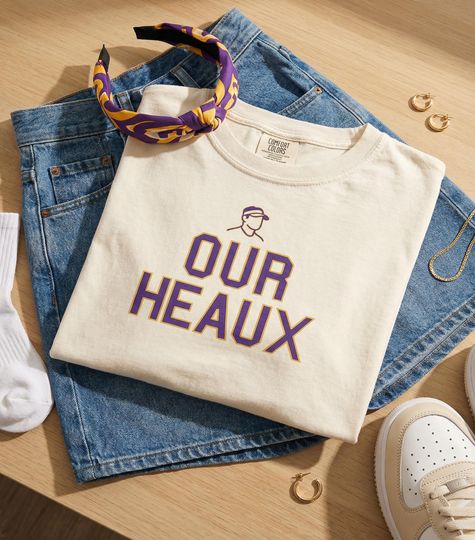 Discover Our Heaux LSU Football Women's Boxy Tee | Lane Kiffin Tigers Game Day