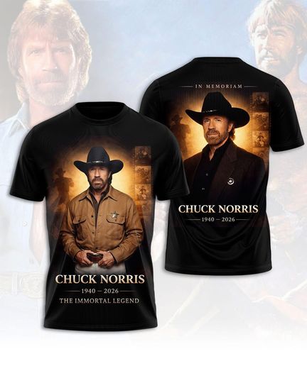 Discover In Memoriam Chuck Norris 3D All Over Print Shirt, The Immortal Legend 1940-2026 Tribute Tee, Action Movie Hero Memorial Tshirt