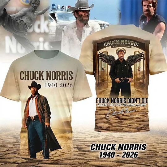 Rest In Peace Chuck Norris 3D Shirt, Legend Tribute Tee, Chuck Norris Didn't Die Earth Was Side Quest Apparel, Martial Arts Hero Gift