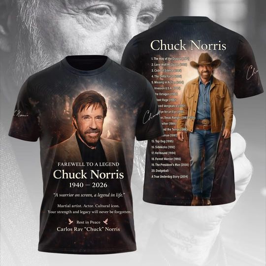 Discover Farewell To A Legend Chuck Norris 3D Shirt, Action Movie Star Legacy Shirt, Rest In Peace Chuck Norris Gift For Fan