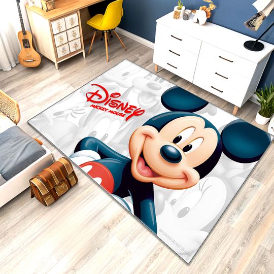 Discover Mickey Mouse Rug, Cotton Nursery Play Mat, Custom Cartoon Rug
