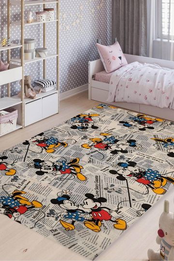 Discover Mickey and Minnie Mouse Nursery Rug: Non-Slip Playroom Carpet