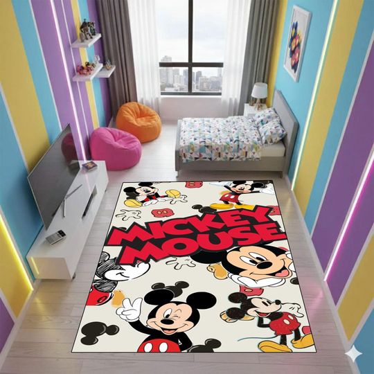 Discover Mickey Mouse Rug: Cartoon Character Kids Room Decor