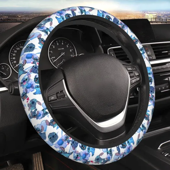 Discover Cute Cartoon Stitch Steering Wheel Cover for Cars
