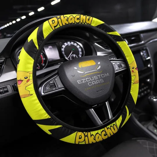 Discover Pika PKM Anime Steering Wheel Cover Car Accessories